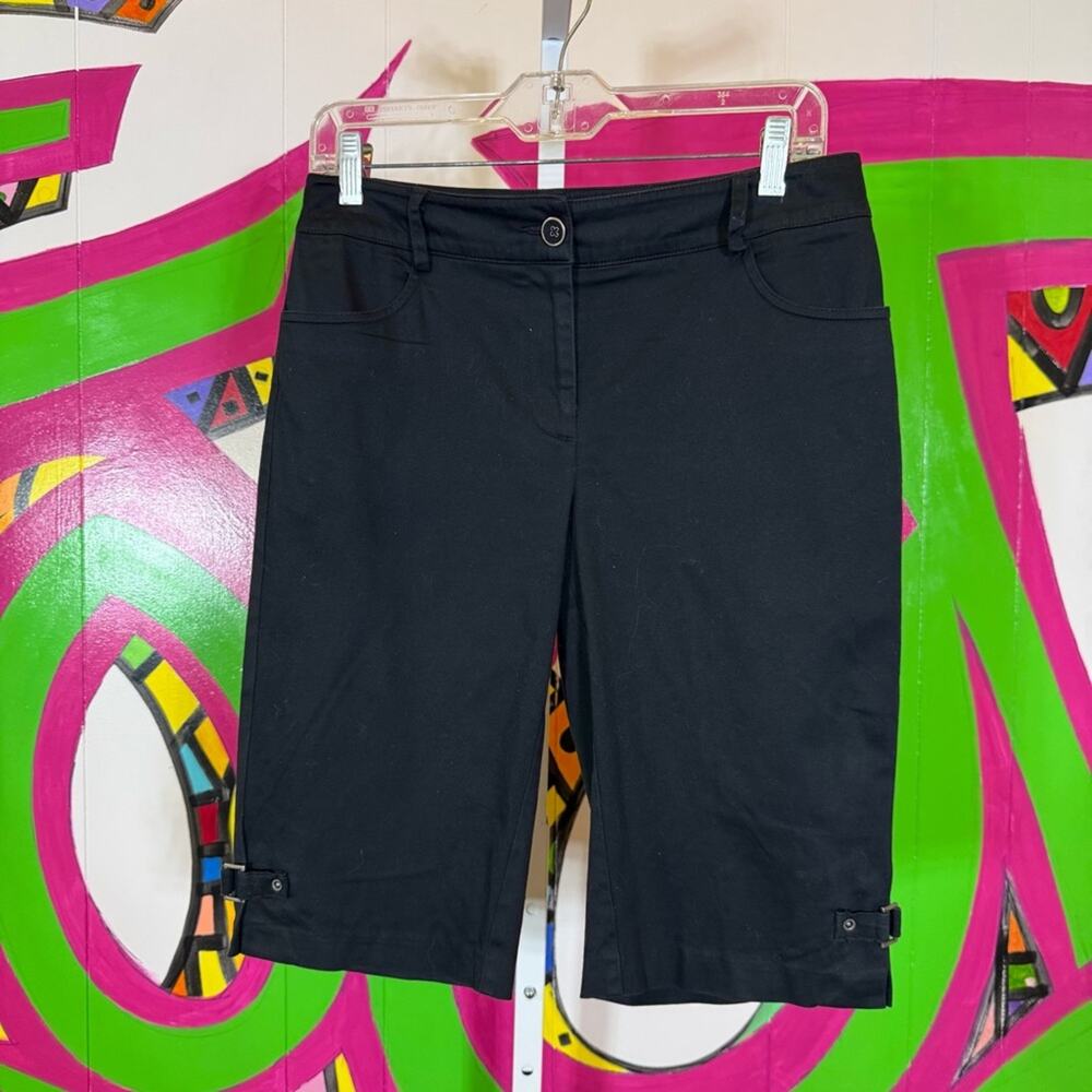 Tribal, Black Stretch Bermuda Shorts. Buckle detail. Size 6. Excellent condition